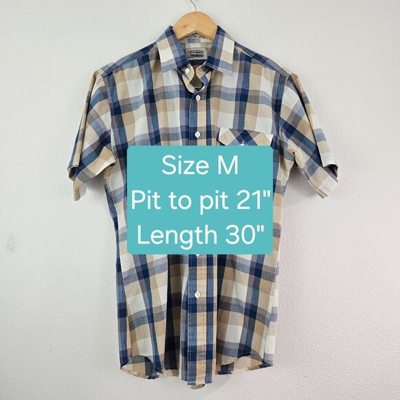 Vintage Levis Mens Sz M Plaid Check Cotton Button Up Shirt Western Casual Work - Picture 5 of 7